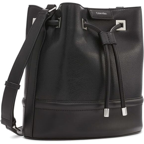 NWT Calvin Klein Women's Ash Crossbody Bag ,Monogram,2 Pockets,Black/Silver,OS - Picture 1 of 4